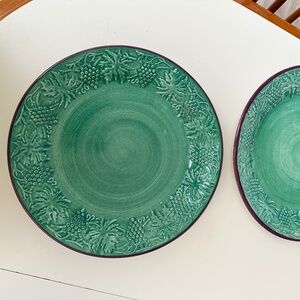 Two Fioriware Pottery Zanesville Ohio Grape Garland Ceramic Plates Vintage